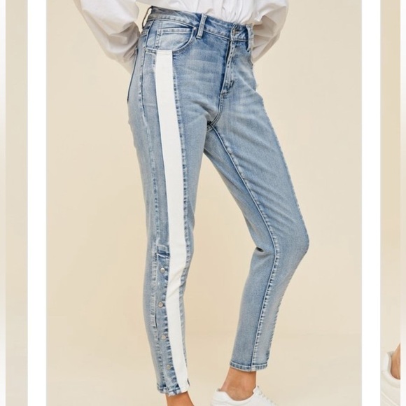 Hayden Los Angeles Stretch Snap Button Skinny Denim Jeans Size S - Picture 3 of 16